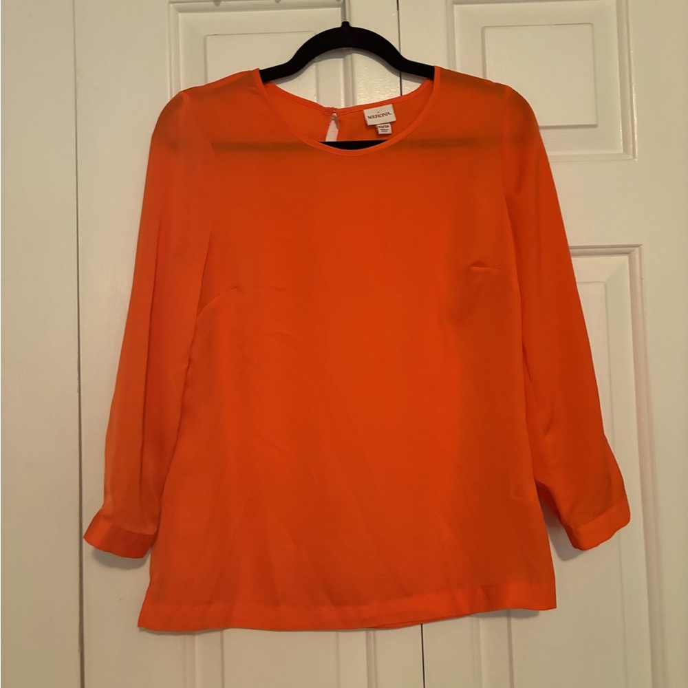 XS Merona Orange Semi-sheer Top